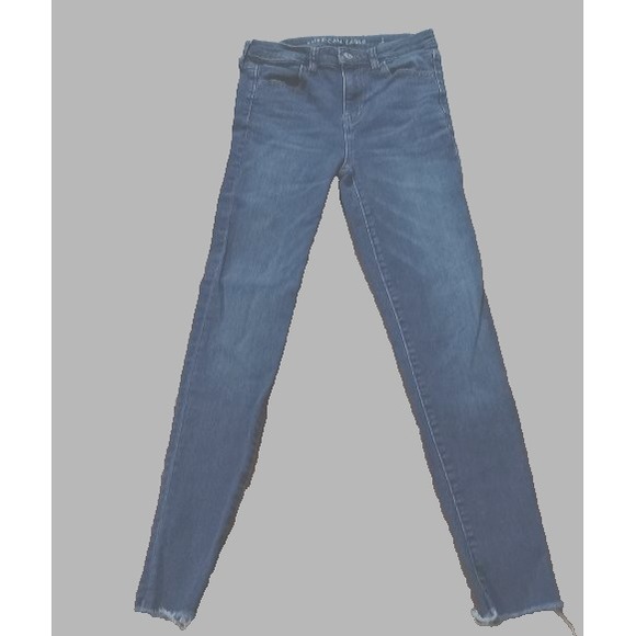 American Eagle Hi Rise Jegging Crop Jeans Next Level Stretch Sz 4 🦅 Frayed Hem - Picture 1 of 5